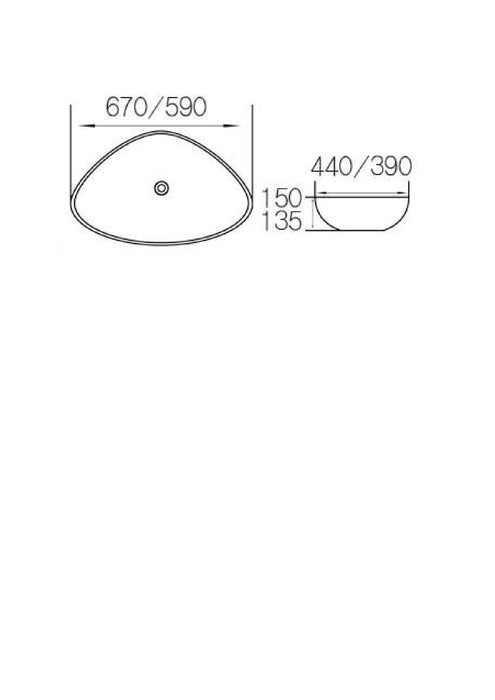 Elite lavabo 59 x 39 x 13,5 cm