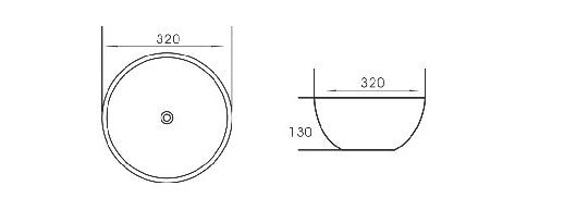 Wiesbaden Luna waskom rond 32x13 cm keramiek glans wit