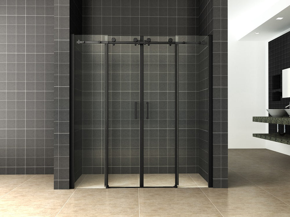 schuifbare nisdeur 4-d. mat-zwart 1800x2000 chr.8mm NANO