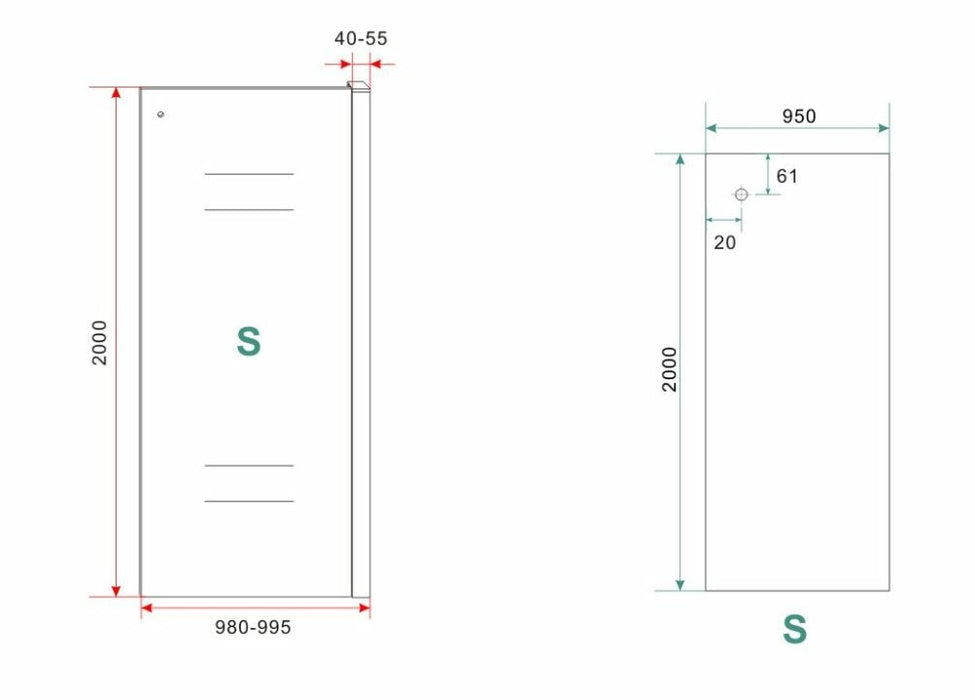 Sita inloopdouche met handdoekhouder 100x200 cm chroom/8 mm helder glas met Nano coating