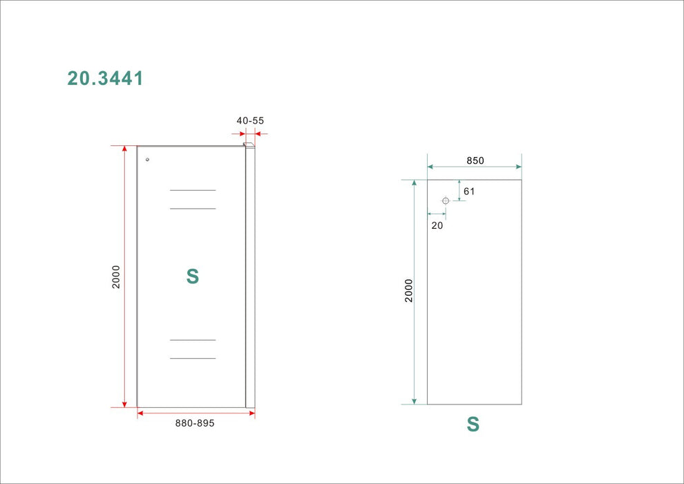 Side zijwand voor Softclose 2.0 schuifdeur en Slide nisdeur 90 cm 8 mm Nano
