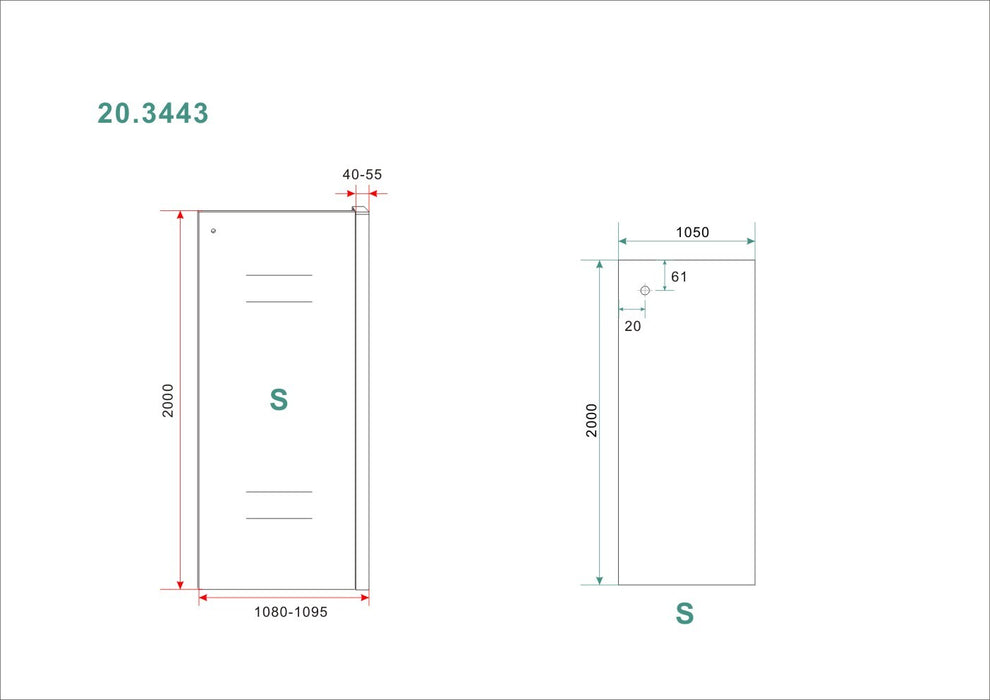Side zijwand voor Softclose 2.0 schuifdeur en Slide nisdeur 110 cm 8 mm Nano