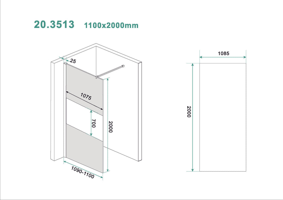 Slim glasplaat ged.mat rookglas 1100x2000 8mm nano