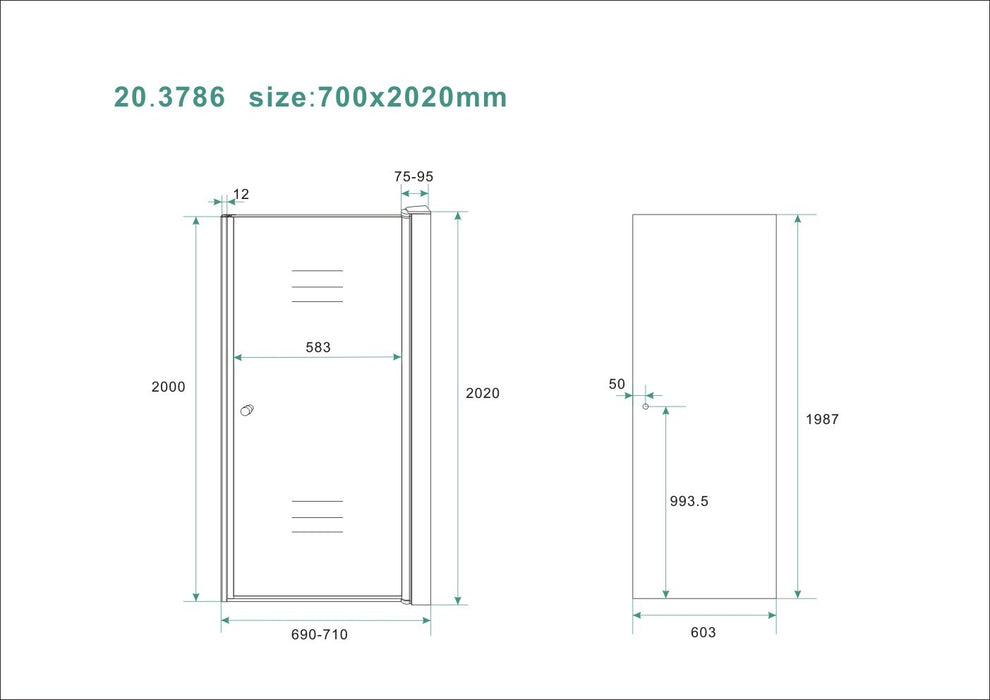 nisdeur met profiel 700x2000 8mm NANO rookglas