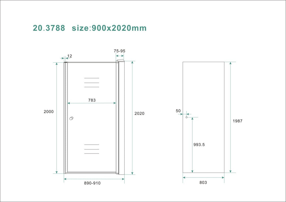nisdeur met profiel 900x2000 8mm NANO rookglas