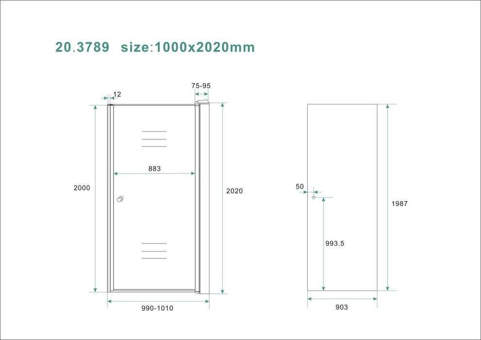 nisdeur met profiel 1000x2000 8mm NANO rookglas