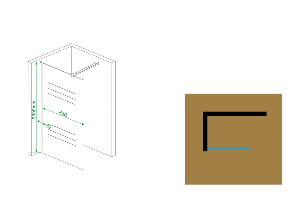 inloopdouche + muurprofiel 900x2000 10mm NANO glas
