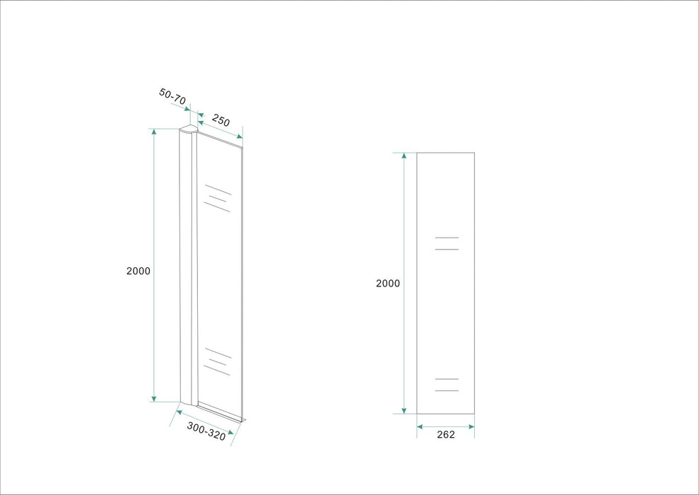 zijwand + muurprofiel 300x2000 10mm NANO glas