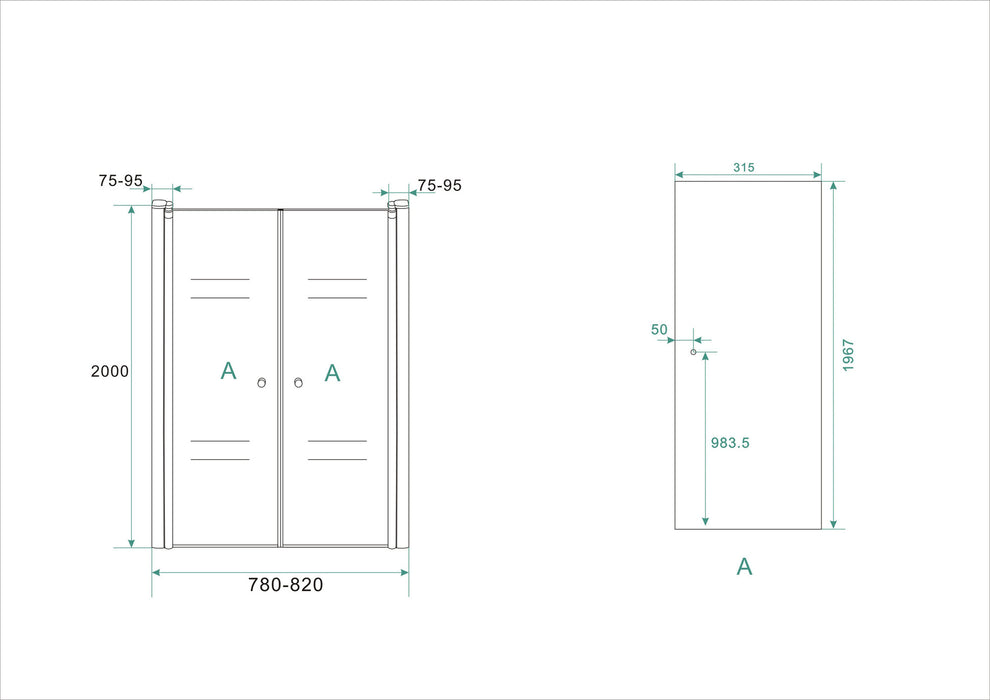 Pendeldeur in nis 800x2000 6mm NANO glas