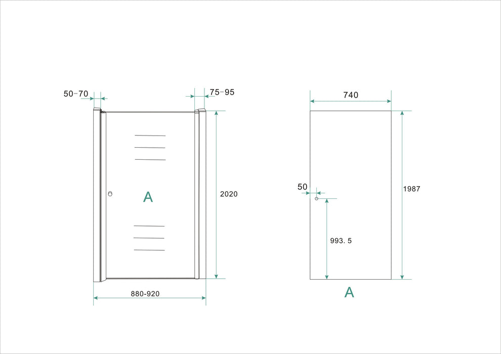 nisdeur met profiel 900x2000 8mm NANO glas