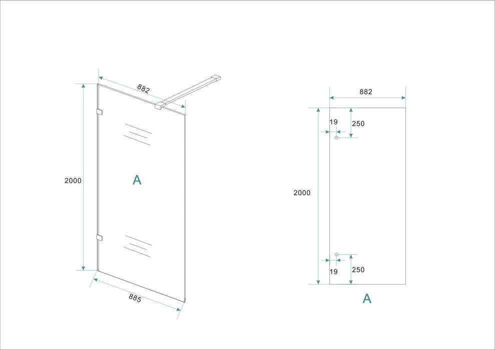 profielloze inloopdouche 900x2000 8mm NANO glas