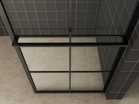 Wiesbaden inloopdouche met raster en handdoekhouder 10mm nano 1000 x 2000 cm mat zwart