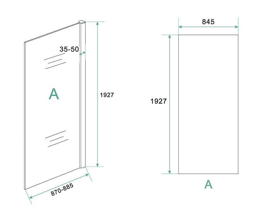 Eco zijwand voor Eco nisdeur 900x1950 6mm