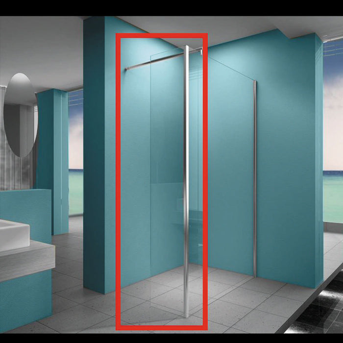 Eco zijpaneel 40 x 200 cm met hoekprofiel voor inloopdouche chroom met 8 mm NANO helder glas