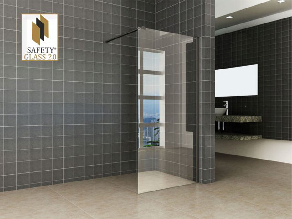 Wiesbaden inloopdouche safety glass nano 90x200x1 cm helder/mat zwart