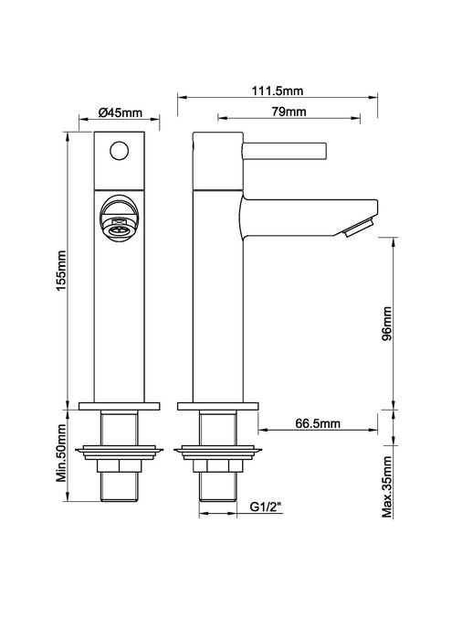 Amador fonteinkraan XL 1/2'' mat zwart