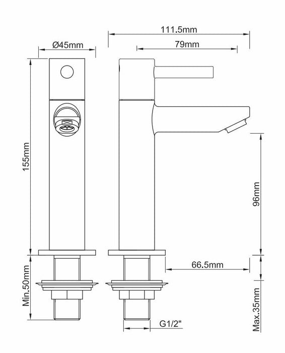 Amador fonteinkraan XL 1/2'' geborsteld koper