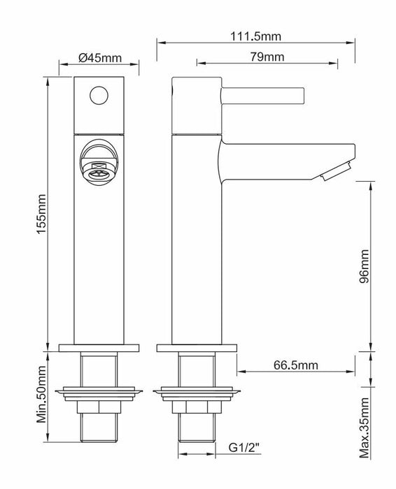 Amador fonteinkraan XL 1/2'' gunmetal