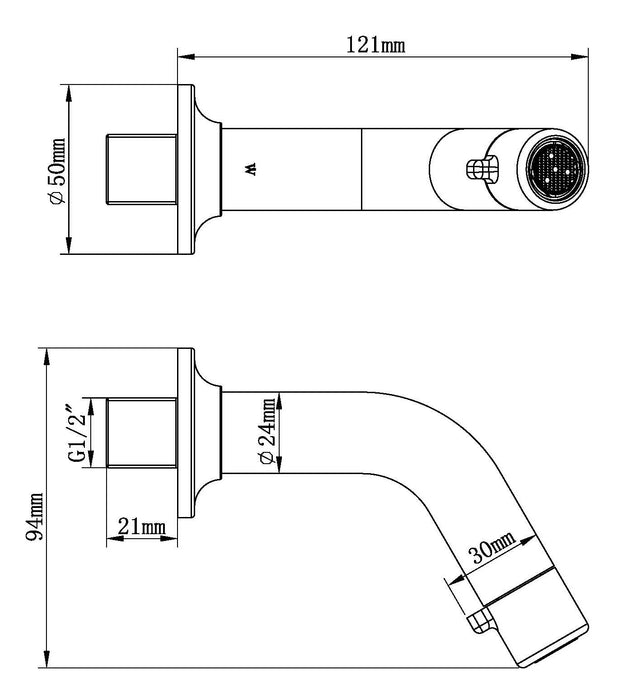 Sophia fonteinkraan met muurbevestiging 1/2" mat zwart