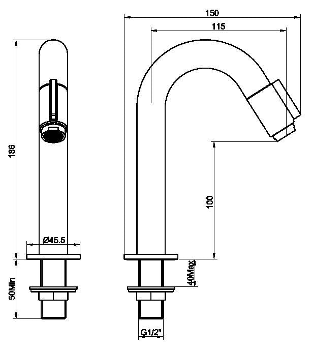 Sophia luxe fonteinkraan 1/2'' chroom