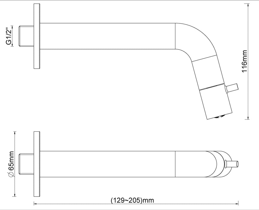 Sophia fonteinkraan inkortbaar met muurbevestiging 1/2" geborsteld messing