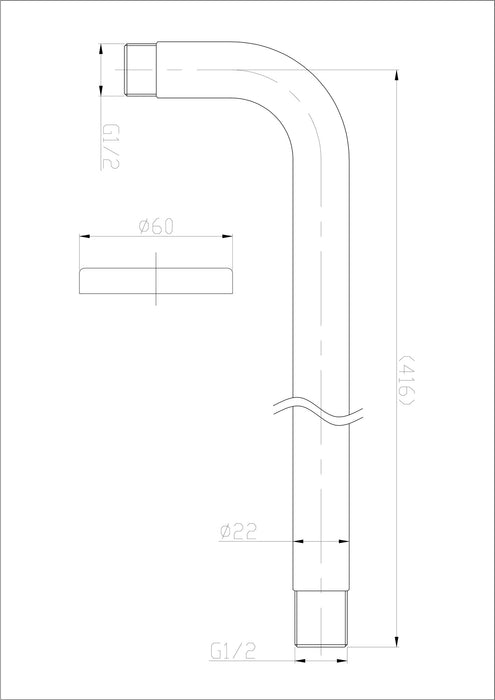 Luxe douchearm rond muurbev. 40cm RVS