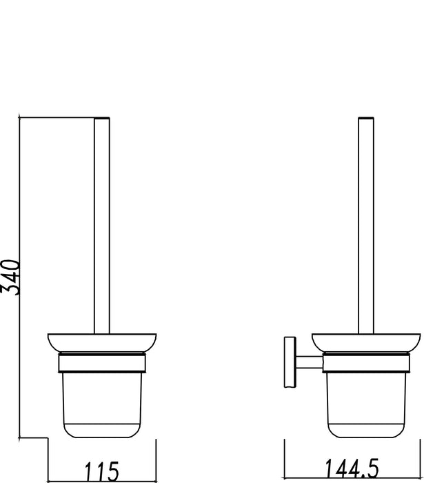 Toiletborstelhouder glas + borstel RVS