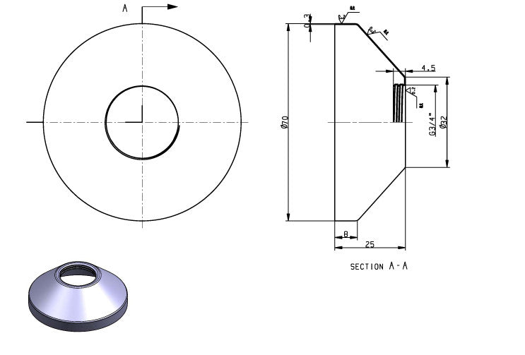 Losse Rozet tbv S-Koppeling 3/4x1/2