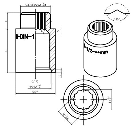 Kraanverlengkoppeling 1/2 x 30 Chr