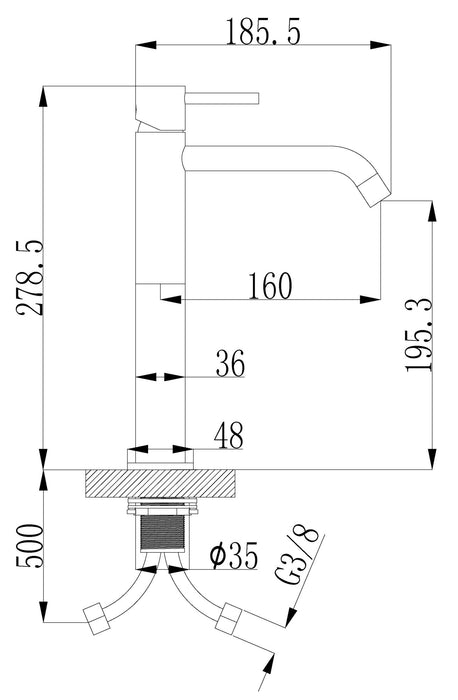 Style XL hoge wastafelmengkraan geborsteld messing