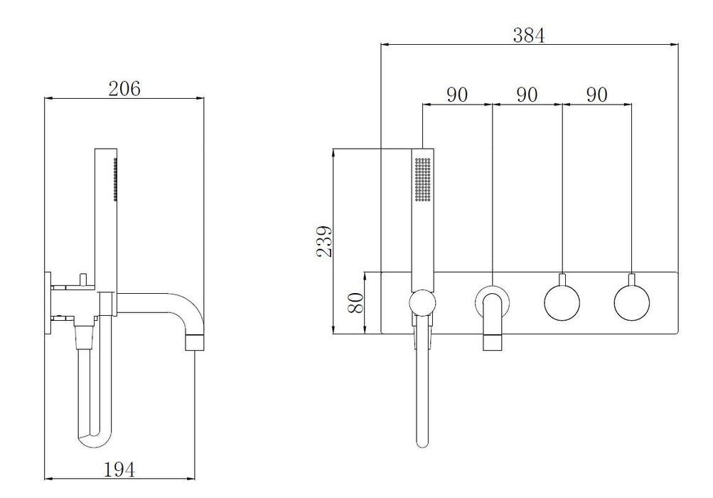 Style inbouw badthermostaat muur chroom