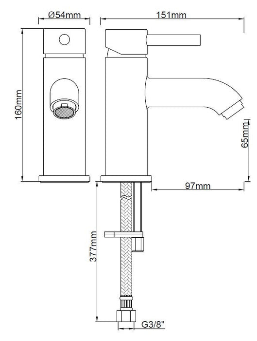 Cadans wastafelmengkraan laag mat zwart
