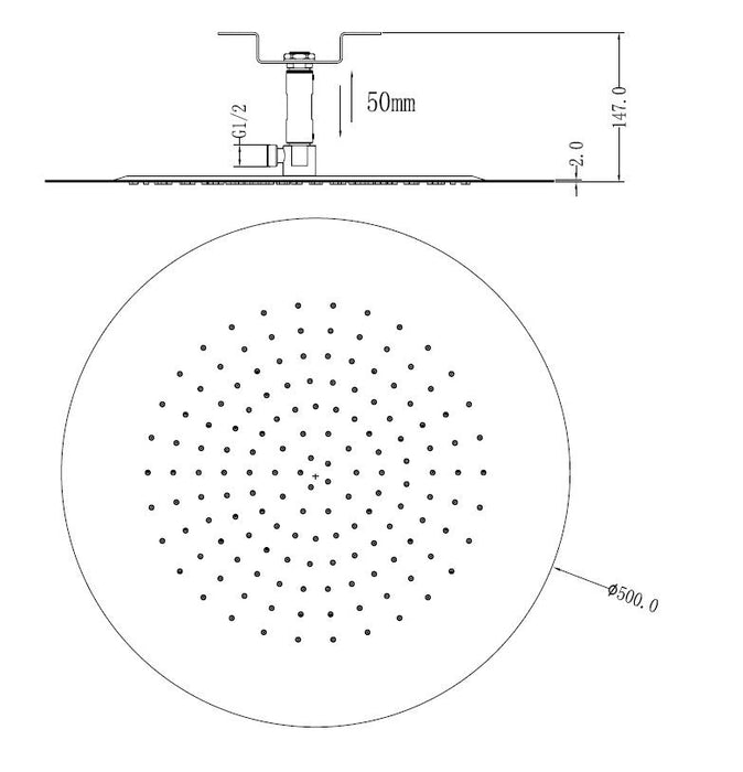 UFO inbouw-hoofddouche plafond rond 50x2cm chroom