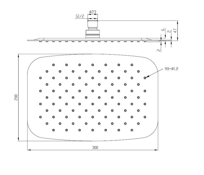 UFO ovale hoofddouche 300x200x2 chroom