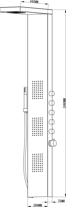 Ohio thermostatische douchekolom 158x20 cm RVS