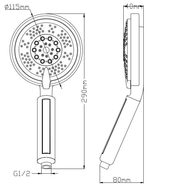 Triton verstelbare handdouche 10cm chr.