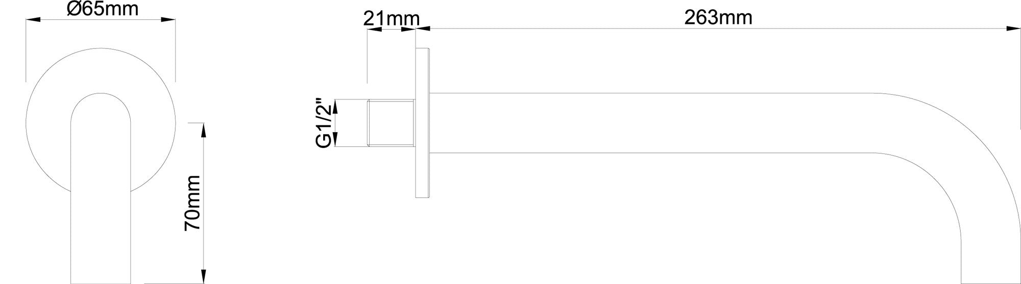inbouw-uitloop rond 25cm 1/2'' geborsteld staal