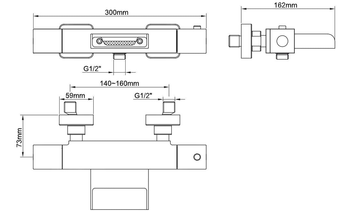 Rombo thermostatische badmengkraan waterval chroom