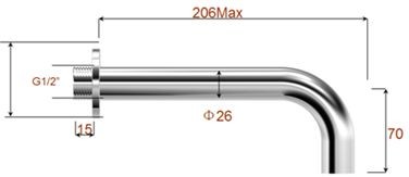 inbouw-uitloop rond 20cm 1/2'' chroom
