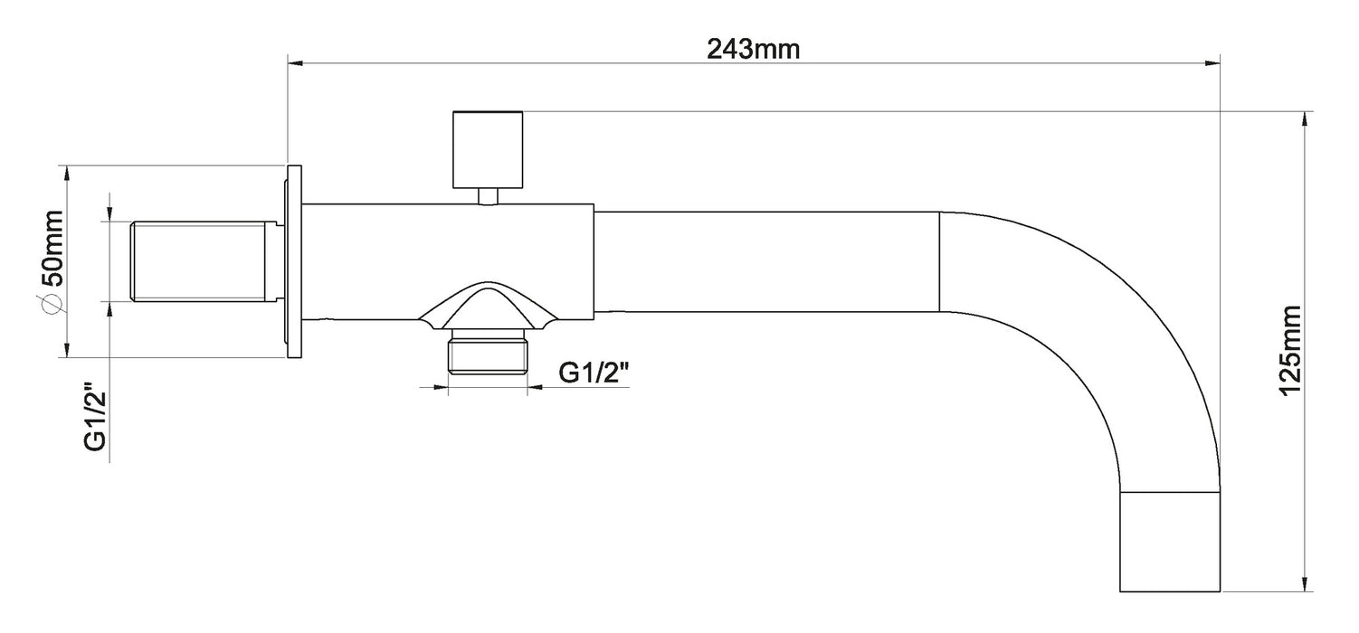 Caral inbouw baduitloop met omstel rond 23cm chroom