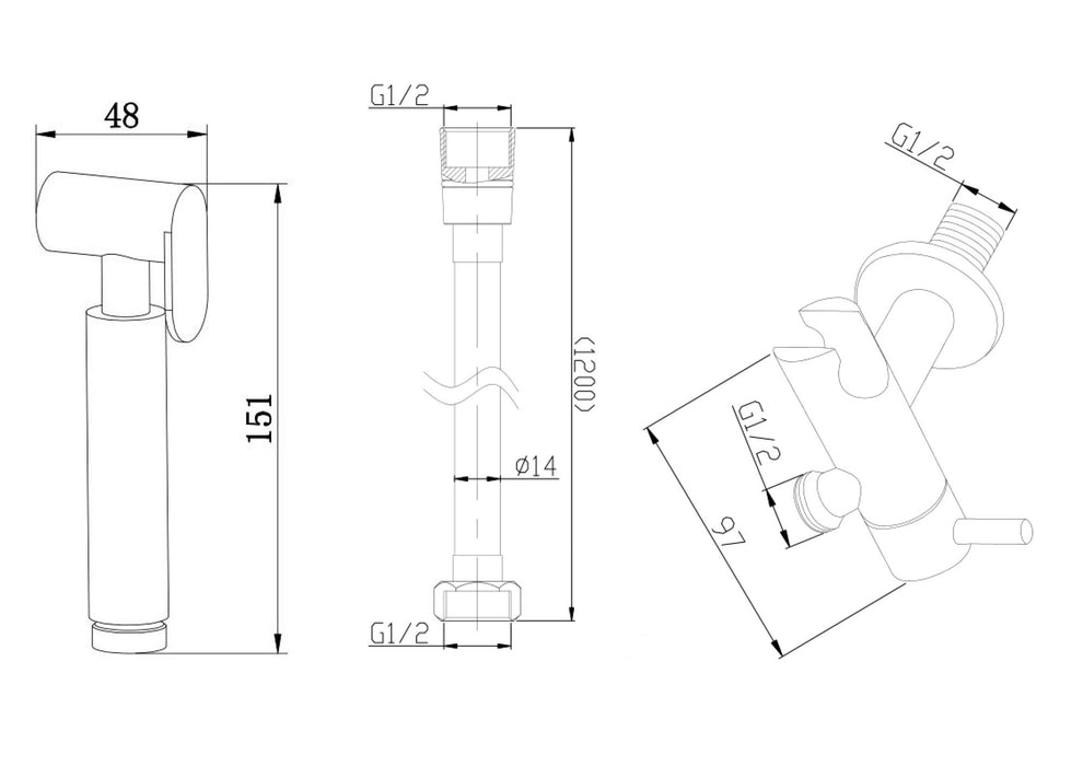 chroom bidet-handdoucheset rond