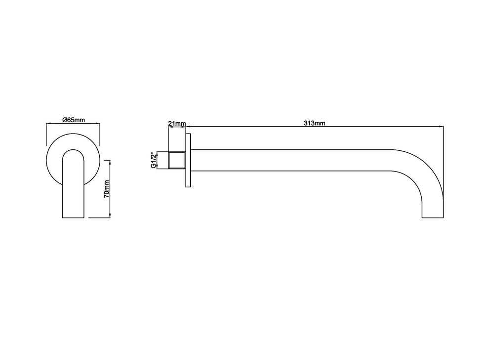 inbouw-uitloop rond 30cm 1/2'' geborsteld koper