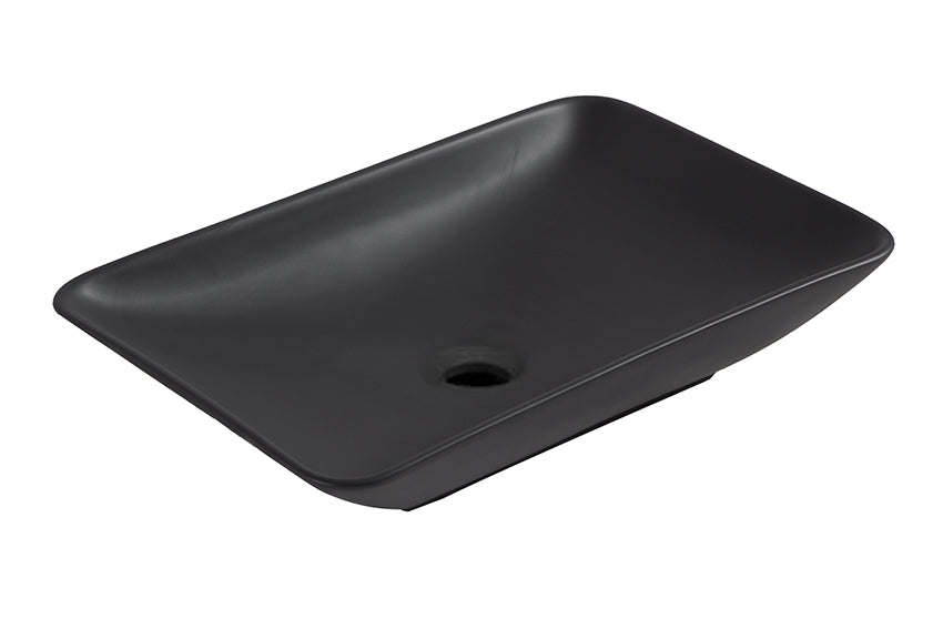 Wiesbaden Karé waskom rechthoekig 58x36x11,5 cm keramiek mat zwart