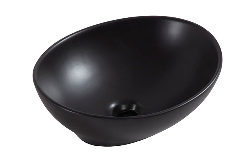 Wiesbaden Barco waskom ovaal 40x33x14,5 cm keramiek mat zwart