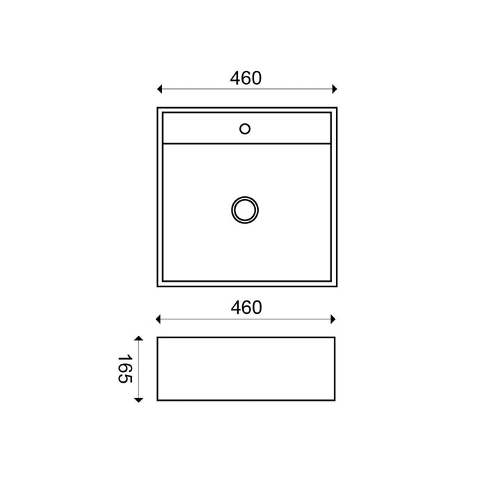 Wiesbaden Larx waskom vierkant 46x46x16,5 cm keramiek glans wit