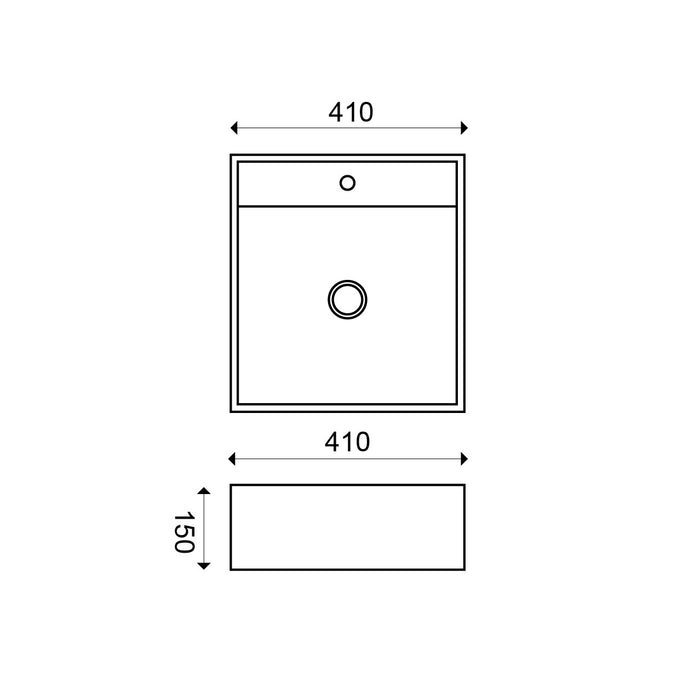 Wiesbaden Larx waskom vierkant 41x41x15 cm keramiek glans wit