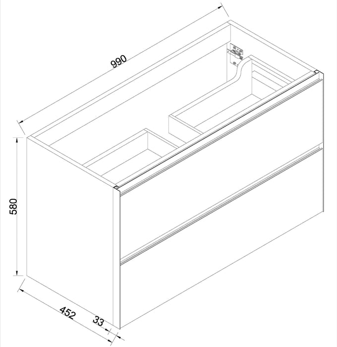 Wiesbaden Lotus wastafelonderkast met 2 laden 100x45,2 cm naturel eik/mat zwart