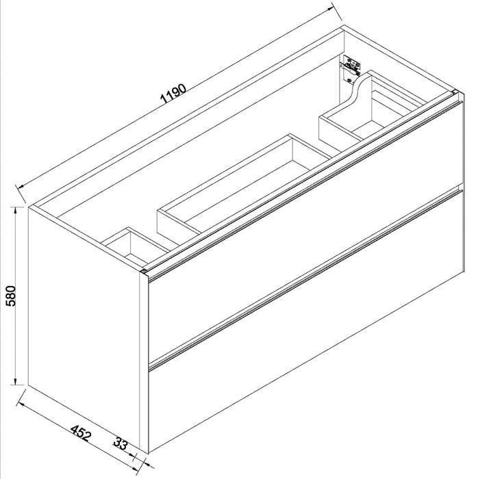 Wiesbaden Lotus wastafelonderkast met 2 laden 120x45,2 cm naturel eik/mat zwart