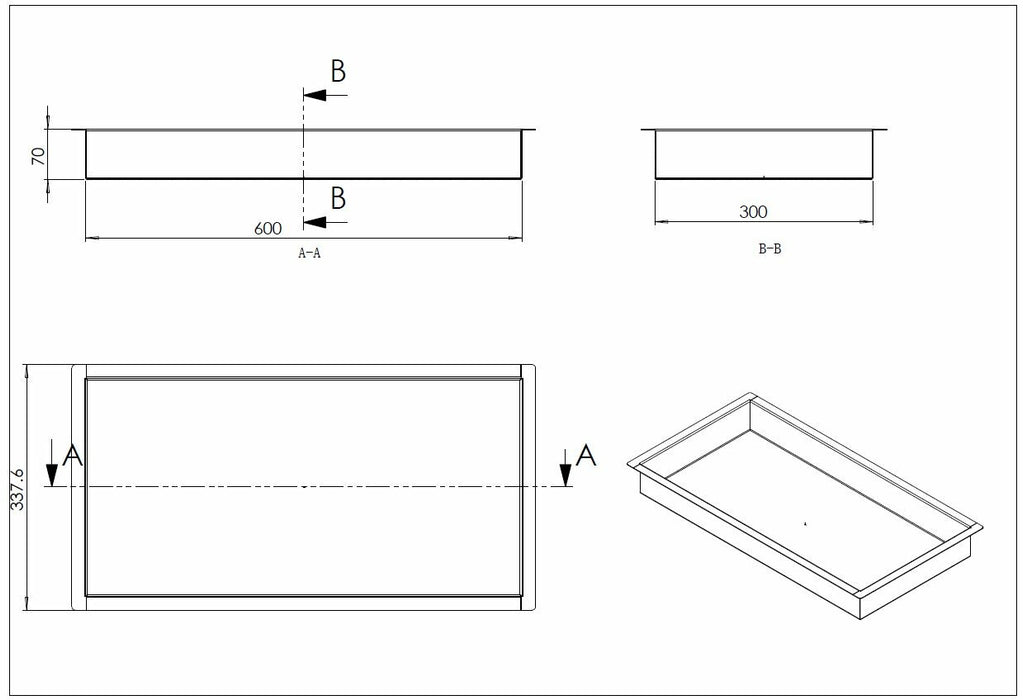 Wiesbaden inbouwnis 30x60x7cm geborsteld brons koper