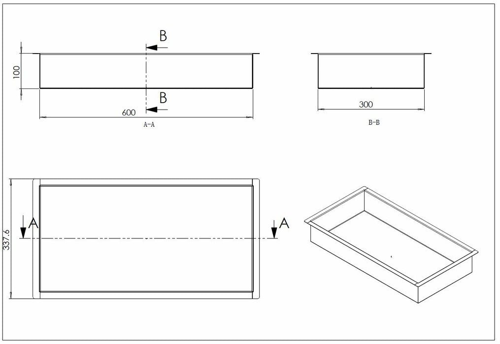 Wiesbaden inbouwnis 30x60x10cm geborsteld brons koper